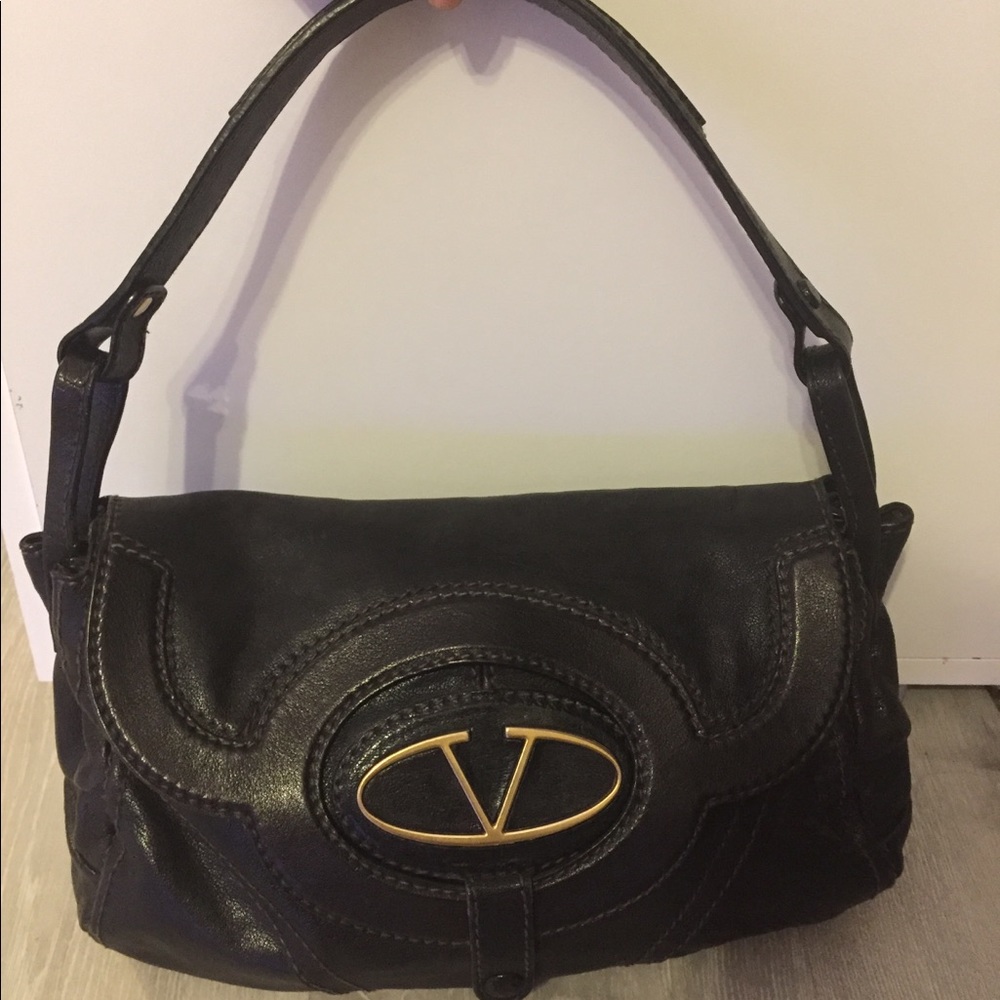 Valentino black leather hand bag